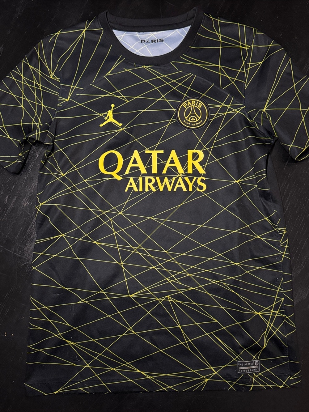 Jordan PSG Black Tee with Yellow Graphic Accents